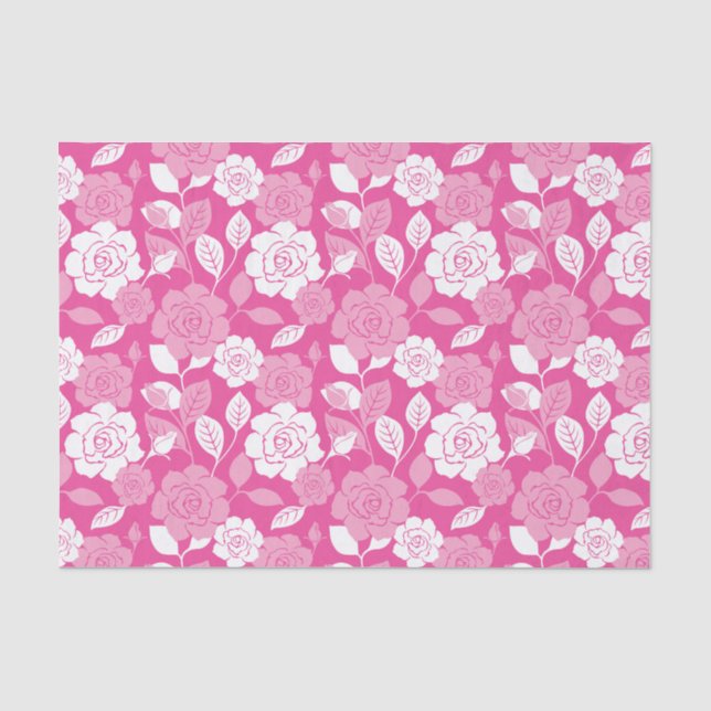 PAPEL DE SEDA PADRÃO DE ROSA (ROSA) (Frente )
