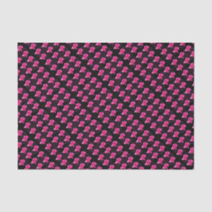 Papel De Seda Padrão De Rosa, Rosa Quente E Preto,
