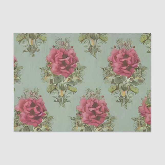 Papel De Seda Padrão de Rosa vermelha Victoriana Elegante (Frente )