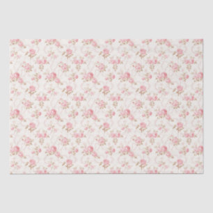 Papel De Seda Padrão de Rosas de algodão cor-de-rosa floral