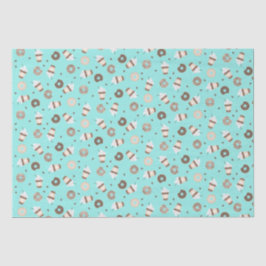 Papel De Seda Padrão de Rosquinha borrifada de café