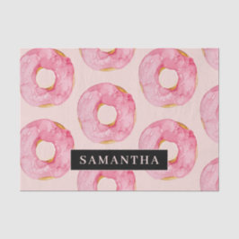 Papel De Seda Padrão de Rosquinhas de Aquarela Rosa Moderna com 