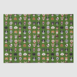 Papel De Seda Padrão de Rosto de Cão de Natal