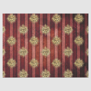 Papel De Seda Padrão de rosto de sol dourado listrado vermelho v
