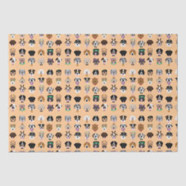 Papel De Seda Padrão de Rostos de Cachorro Halloween