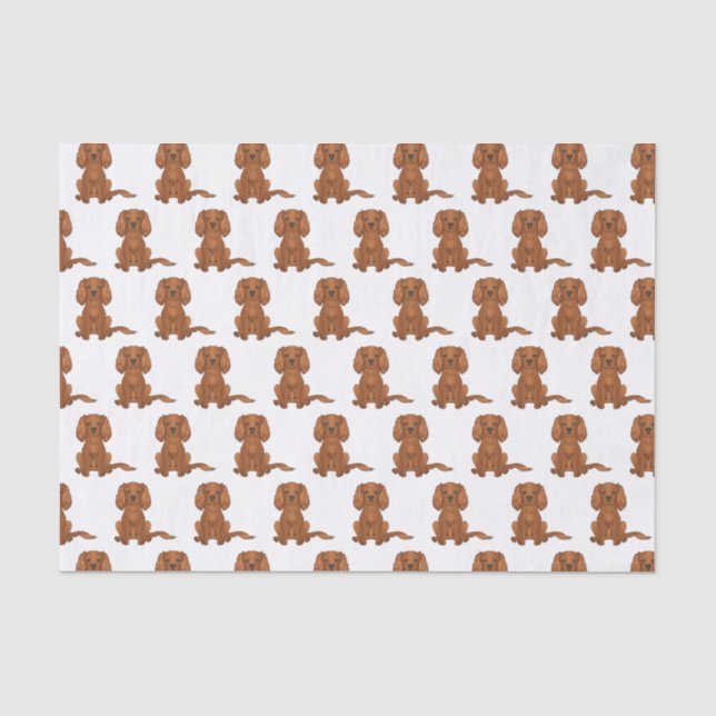 Papel De Seda Padrão de Ruby Cavalier King Charles Spaniel (Frente )