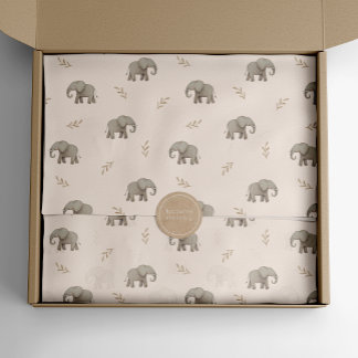Papel De Seda Padrão de safari de elefantes em aquarela rosa sua