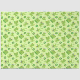 Papel De Seda Padrão de Sapos bonitos em verde brilhante