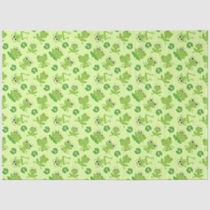 Papel De Seda Padrão de Sapos bonitos em verde brilhante