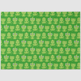 Papel De Seda Padrão de Sapos bonitos em verde escuro