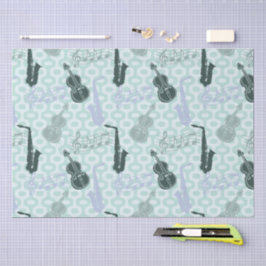 Papel De Seda Padrão de Sax e Violinos