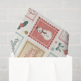 Papel De Seda Padrão de selo postal de Natal vintage