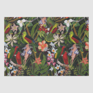 Papel De Seda Padrão de Selva 1 do Papagaio Vintage
