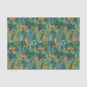 Papel De Seda Padrão de selva de leopardo Fundo Verde