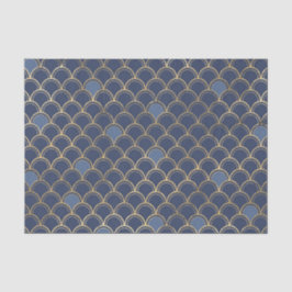 Papel De Seda Padrão De Sereia Dourada E Azul