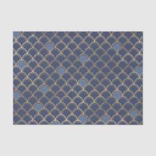 Papel De Seda Padrão De Sereia Dourada E Azul