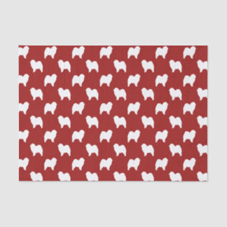 Papel De Seda Padrão de Silhuetas Ásperas de Chow Chow Vermelho