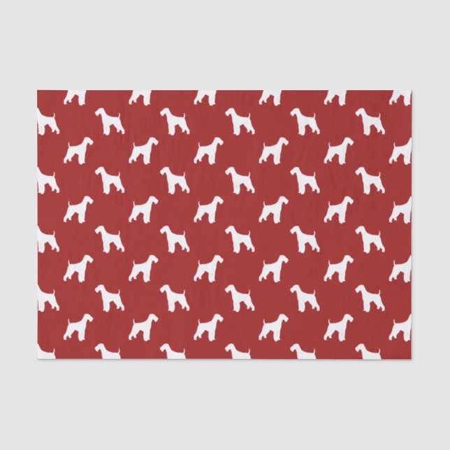 Papel De Seda Padrão de Silhuetas de Airedale Terrier (Frente )