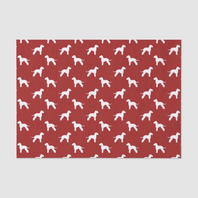 Papel De Seda Padrão de Silhuetas de Bedlington Terrier (Frente )