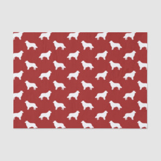 Papel De Seda Padrão de Silhuetas de Border Collie Vermelho