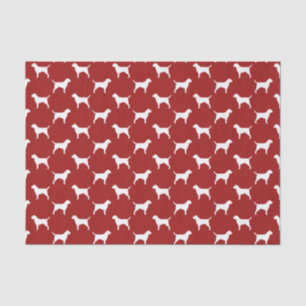 Papel De Seda Padrão de Silhuetas de Border Terrier Vermelho