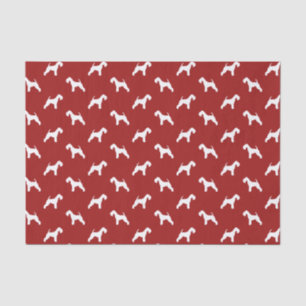 Papel De Seda Padrão de Silhuetas de Lakeland Terrier Vermelho
