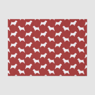 Papel De Seda Padrão de Silhuetas de Norfolk Terrier Vermelho