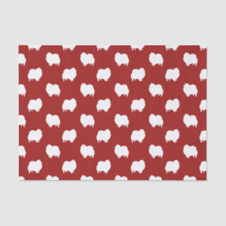 Papel De Seda Padrão de Silhuetas de Pomerânia Vermelho