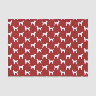 Papel De Seda Padrão de Silhuetas de Poodle Padrão Vermelho