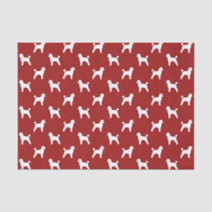 Papel De Seda Padrão de Silhuetas de Poodle Toy Vermelho