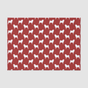 Papel De Seda Padrão de Silhuetas de Pug Vermelho