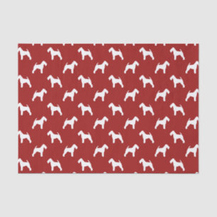 Papel De Seda Padrão de Silhuetas de Terrier Galês Vermelho