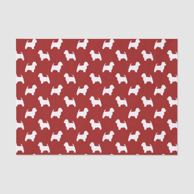 Papel De Seda Padrão de Silhuetas de West Highland White Terrier (Frente )