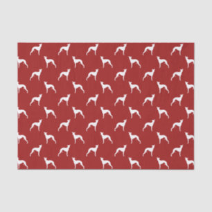 Papel De Seda Padrão de Silhuetas de Whippet Vermelho