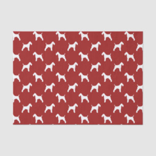 Papel De Seda Padrão de Silhuetas de Wire Fox Terrier Vermelho
