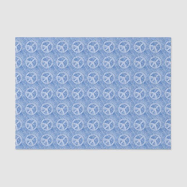 Papel De Seda Padrão de Sinal de Paz Azul Desvanecido (Frente )