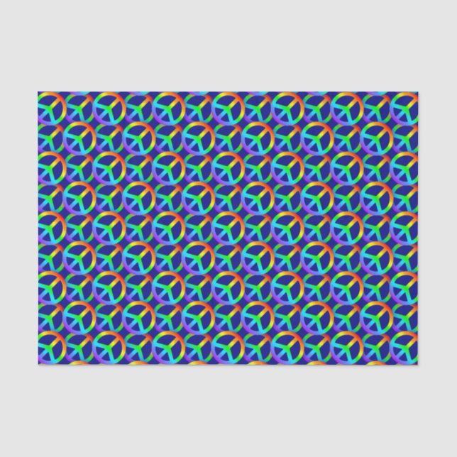 Papel De Seda Padrão de Sinal de Paz do Arco-Íris (Frente )