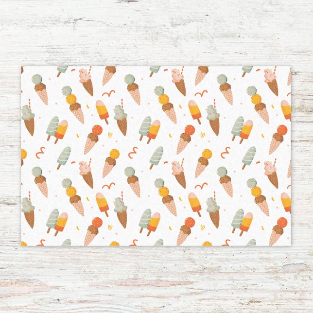 Papel De Seda Padrão de Sorvete de Verão Fofo (In situ)