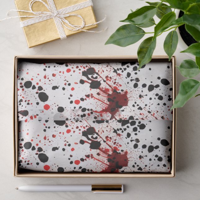 Papel De Seda Padrão de Splatter Vermelho (Presente)