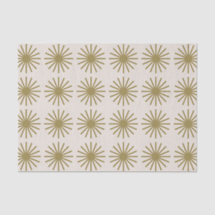Papel De Seda Padrão de Starburst Dourado e branco de linen