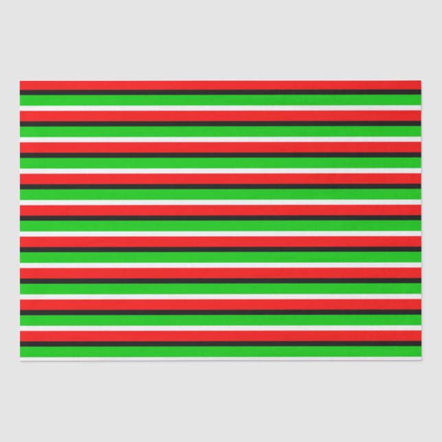 Papel De Seda Padrão de Stripe Verde Vermelho Design (Frente )