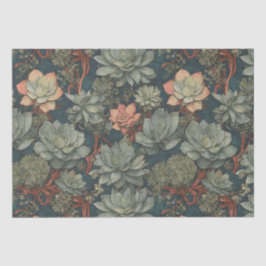 Papel De Seda Padrão de Suculentes de Sobremesas de Planta