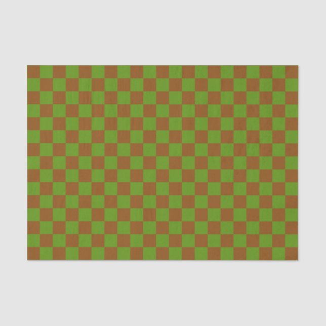Papel De Seda Padrão de tabuleiro xadrez de maçã caramelada (Frente )