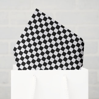 Papel De Seda Padrão de Tabuleiro Xadrez Preto e Branco