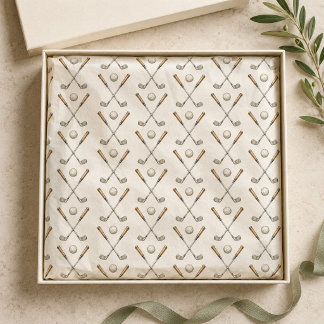 Papel De Seda Padrão de tacos de golfe cruzados em marfim elegan