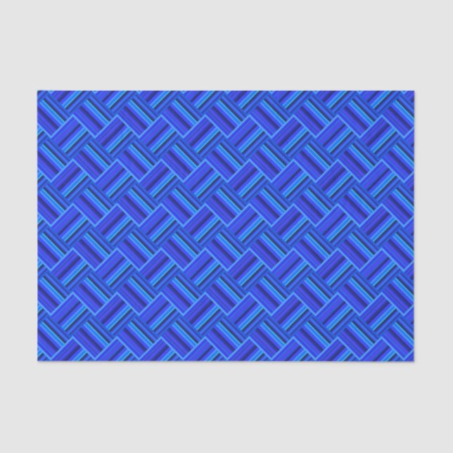 Papel De Seda Padrão de tecelagem diagonal de faixas azuis (Frente )
