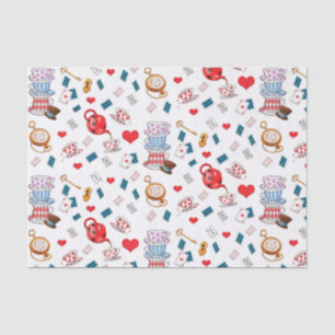 Papel De Seda Padrão de Tema de Alice no País das Maravilhas