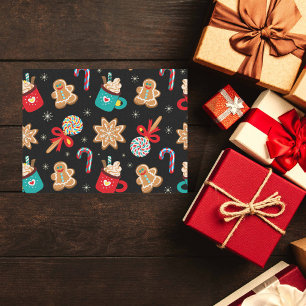 Papel De Seda Padrão de Tema de Natal Bonito Preto