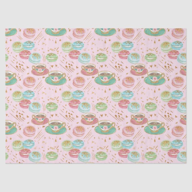 Papel De Seda Padrão de tempo do chá (Frente )