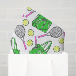 Papel De Seda Padrão de Tênis Preppy / Raquetes Rosa e Bolsas Ve